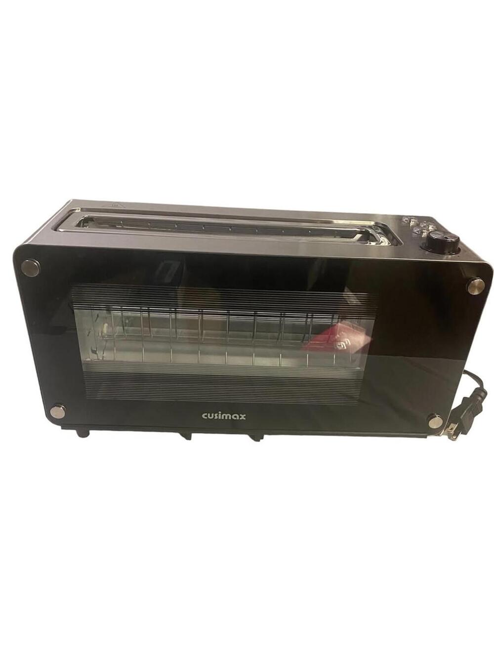 Cusimax 2 Slice Toaster Glass Windows Bagel Setting & Automatic Tray Removable